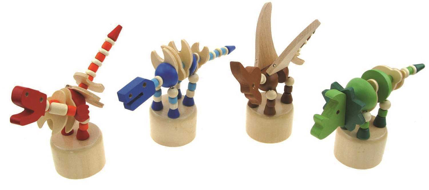 WOODEN DANCING DINOSAUR SET OF 4