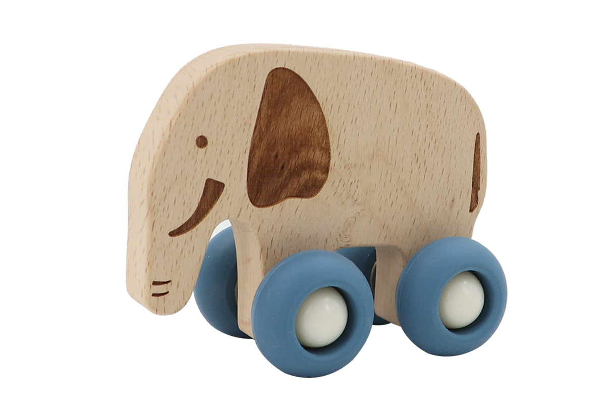 WOODEN ELEPHANT WITH SILICONE WHEELS