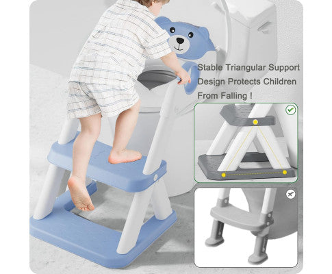 Potty Training Seat Ladder, Kids Boys Girls, Blue
