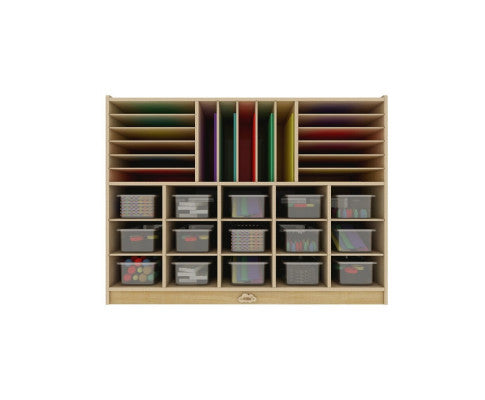 15 Cubby Cabinet Kids Bookshelf Organiser Storage