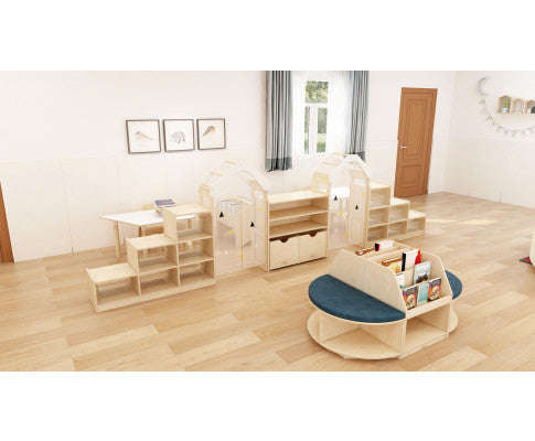 Wooden Reading Island Bookcase - Blue
