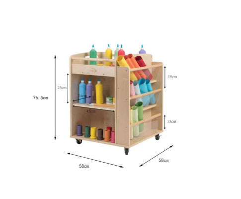 Wooden Art Craft Material Storage Trolley