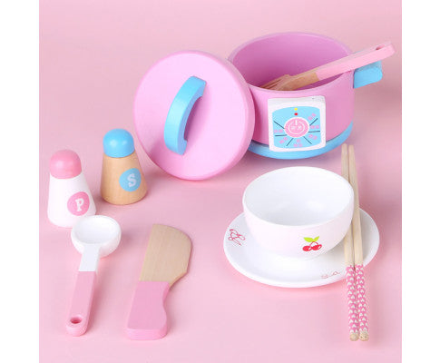 Kids Wooden Kitchen Tea Set Pretend Play