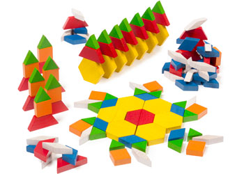 Wooden Pattern Blocks Jar of 126