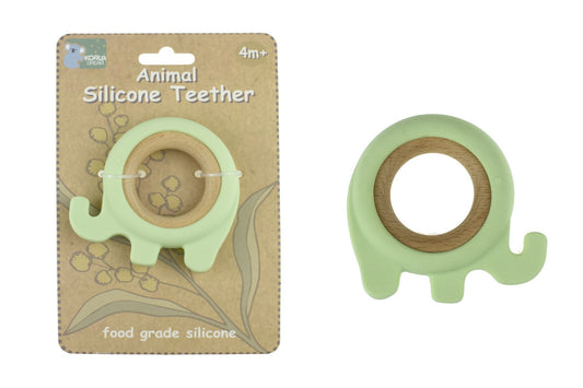 SILICONE ELEPHANT TEETHER-GREEN