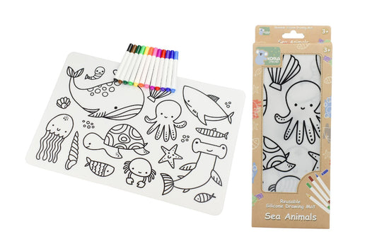 REUSABLE SILICONE DRAWING MAT-SEA ANIMALS