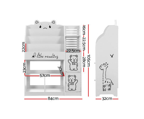 4 Tiers Kids Bookshelf Storage Children Bookcase Toy Organiser Display