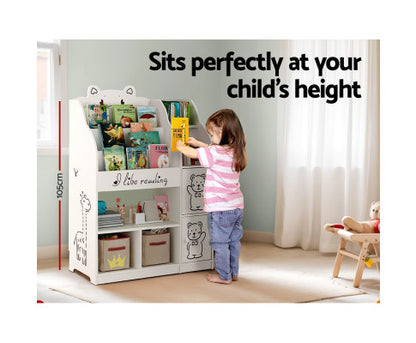 4 Tiers Kids Bookshelf Storage Children Bookcase Toy Organiser Display