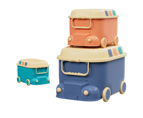 3PCS Toy Storage Box Cute Car Toy Container Kids Toys Organiser Snack Boxes