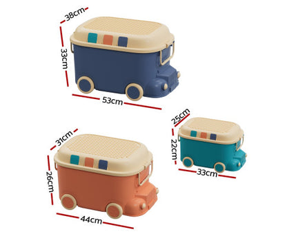 3PCS Toy Storage Box Cute Car Toy Container Kids Toys Organiser Snack Boxes