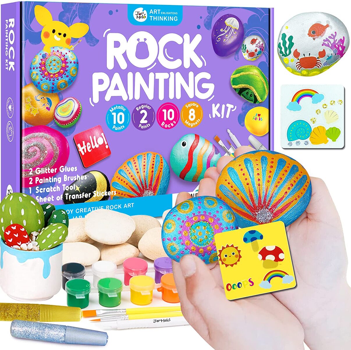 ROCK PAINTING WITH METALLIC PAINTS & GLITTER GLUES CRAFT KIT