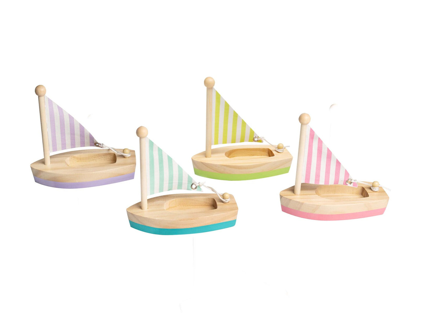 CALM & BREEZY WOODEN SMALL SAILBOAT SET OF 4