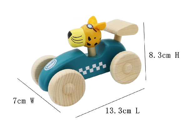 RETRO MD RACING CAR WITH CUTE LEOPARD DRIVER GREEN