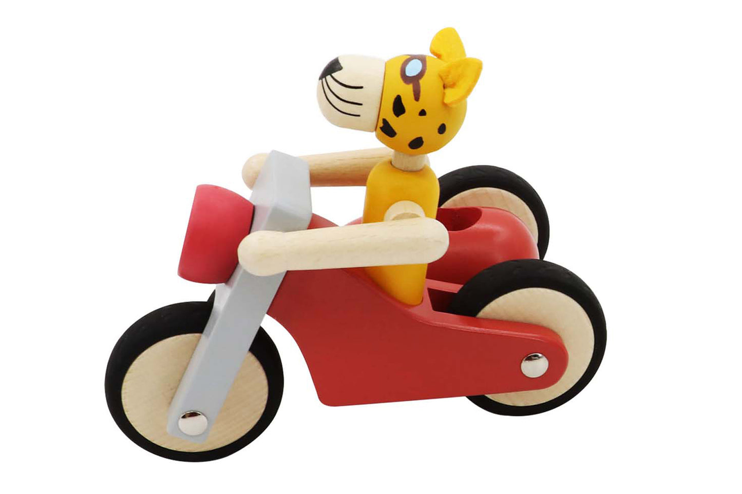 RETRO MOTOR TRICYCLE WITH CUTE LEOPARD DRIVER RED - LARGE