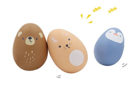 WOODEN ANIMAL EGG SHAKER PACK OF 3