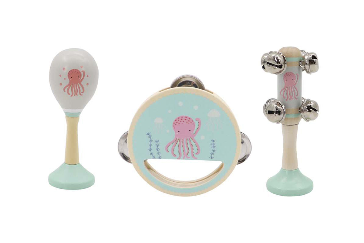 CALM & BREEZY OCTOPUS WOODEN 3PCS MUSIC SET