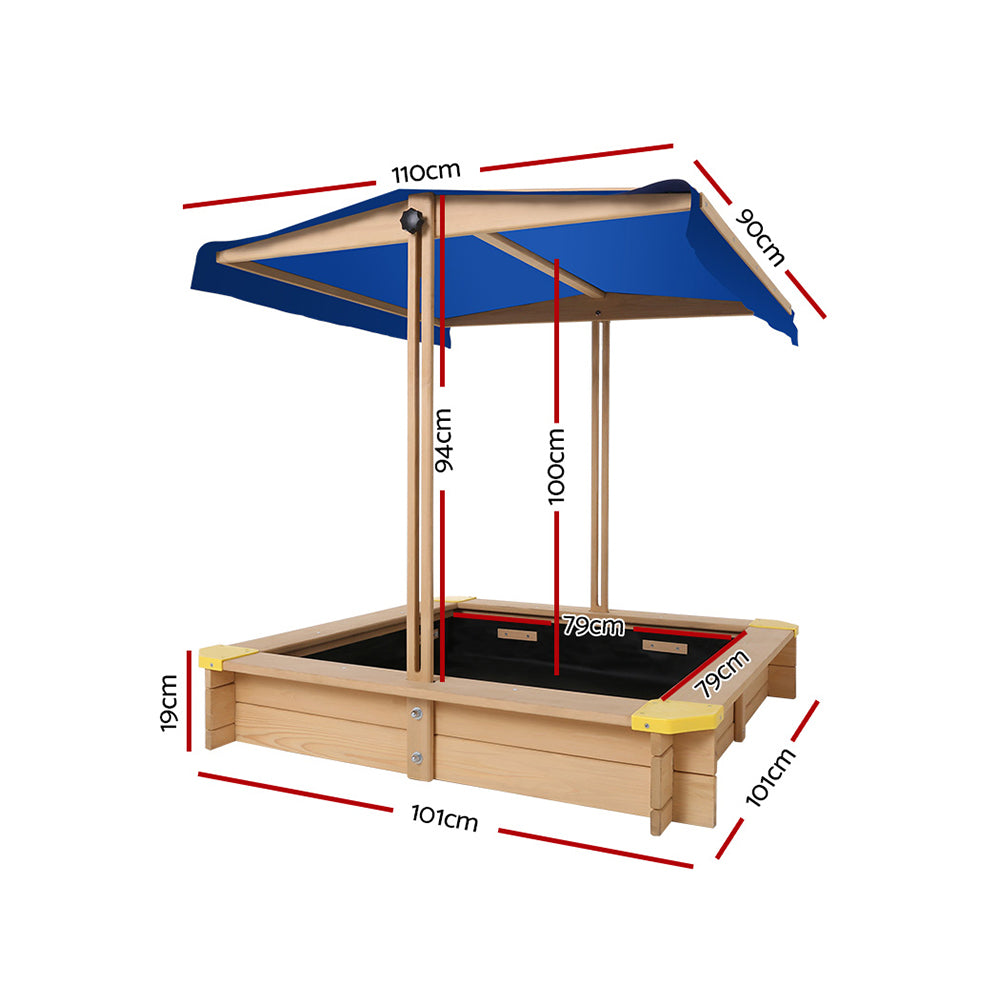 Keezi Wooden Outdoor Sand Box Set Sand Pit- Natural Wood