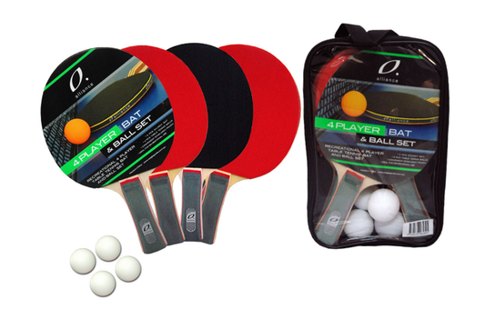 ALLIANCE 4 PLAYER BAT AND BALL TABLE TENNIS SET