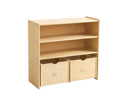 Kids 2 Shelf Storage Cabinet with Pull Out Drawers - H76cm