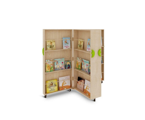 Kids Foldable Bookcase Wooden Mobile Bookshelf