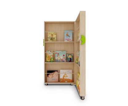 Kids Foldable Bookcase Wooden Mobile Bookshelf