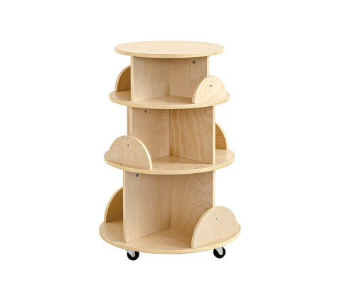 Rotating Wooden Display Bookcase With Castors