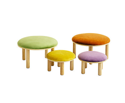 Kids 4 Colour Round Velvet Ottoman Set of 4