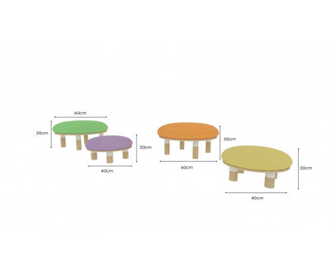 Kids 4 Colour Round Velvet Ottoman Set of 4