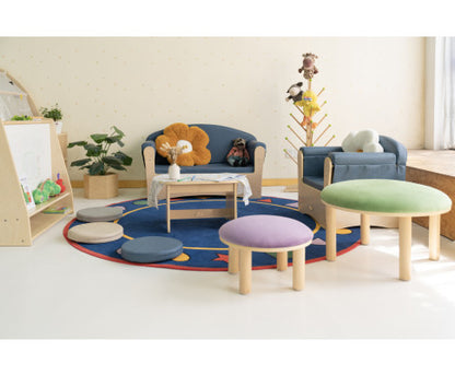 Kids 4 Colour Round Velvet Ottoman Set of 4