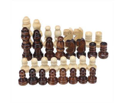 3 IN 1 Wooden Chess Set Folding Chessboard Wood Pieces Draughts Backgammon