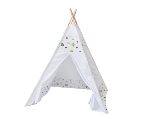 Kids Teepee Tent with Side Window and Carry Case (White Forest)