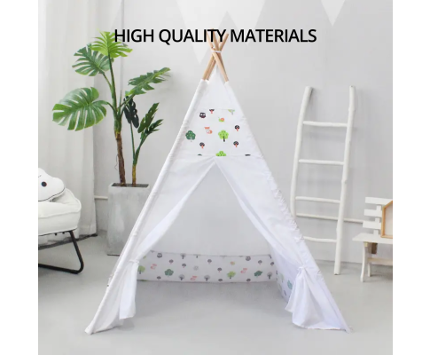 Kids Teepee Tent with Side Window and Carry Case (White Forest)