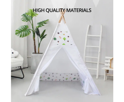 Kids Teepee Tent with Side Window and Carry Case (White Forest)