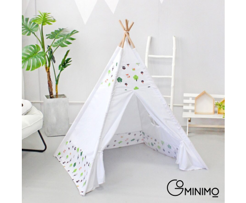 Kids Teepee Tent with Side Window and Carry Case (White Forest)