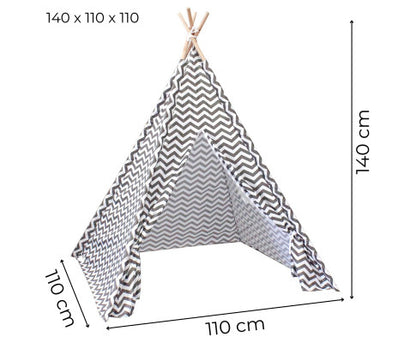 Kids Teepee Tent with Side Window and Carry Case (Wave Stripe)