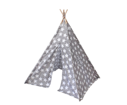 Kids Teepee Tent with Side Window and Carry Case (Grey Star)