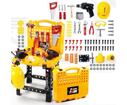 Kids Power Tool Bench Construction Set with Tools and Electric Drill