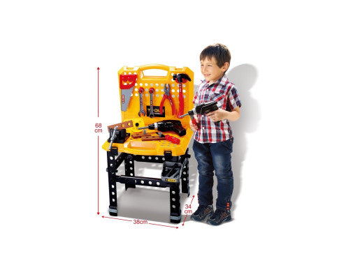 Kids Power Tool Bench Construction Set with Tools and Electric Drill