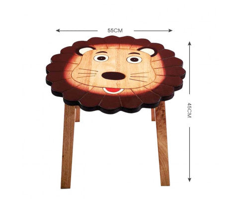 Hand Carved Children's Table Wooden LION Theme