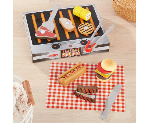 Wooden Grill & Serve BBQ Set