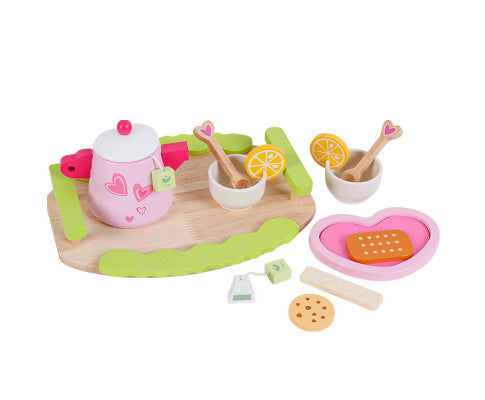 Kids Wooden Kitchen Tea Set Pretend Play