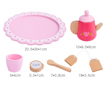 Kids Wooden Kitchen Tea Set Pretend Play