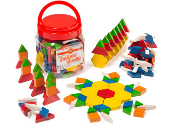 Wooden Pattern Blocks Jar of 126