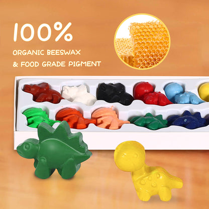 BEESWAX CRAYON IN COLOUR BOX-CUTE DINOSAURS 12 COLORS