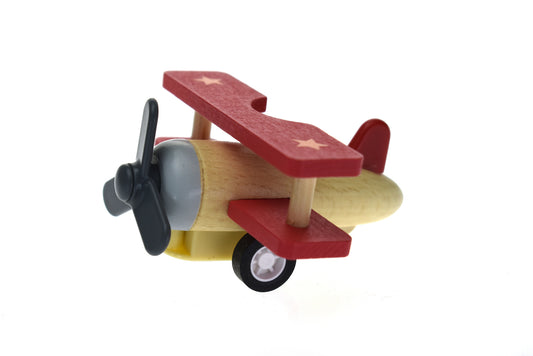 RETRO PULL BACK BIPLANE RED