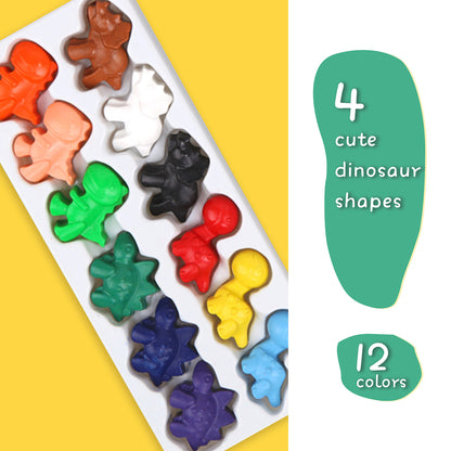 BEESWAX CRAYON IN COLOUR BOX-CUTE DINOSAURS 12 COLORS